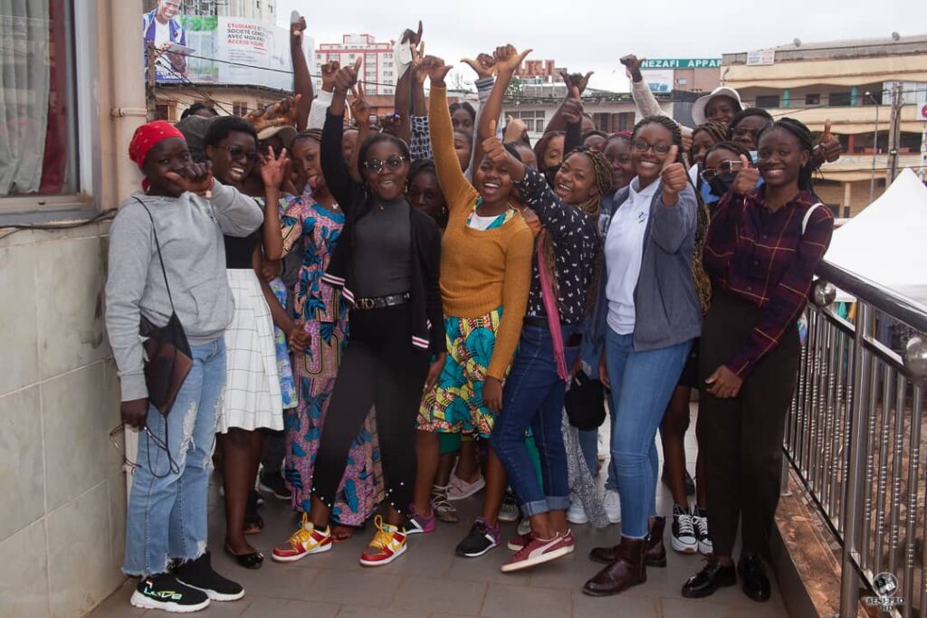 A group of girls from No Limit International’s leadership camp organized in Yaoundé, Cameroon under the theme: “Build Self-Confidence to Find Your Voice.”