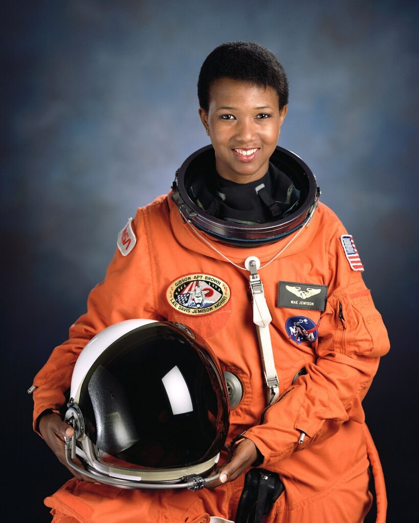 A photo of American engineer, physicist, and scientist Dr. Mae Jemison.